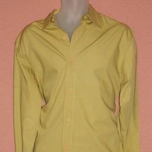 Classic Gian Franco Ferre Studio LS Olive Mustard Button Down XL Two-tone Sweet
